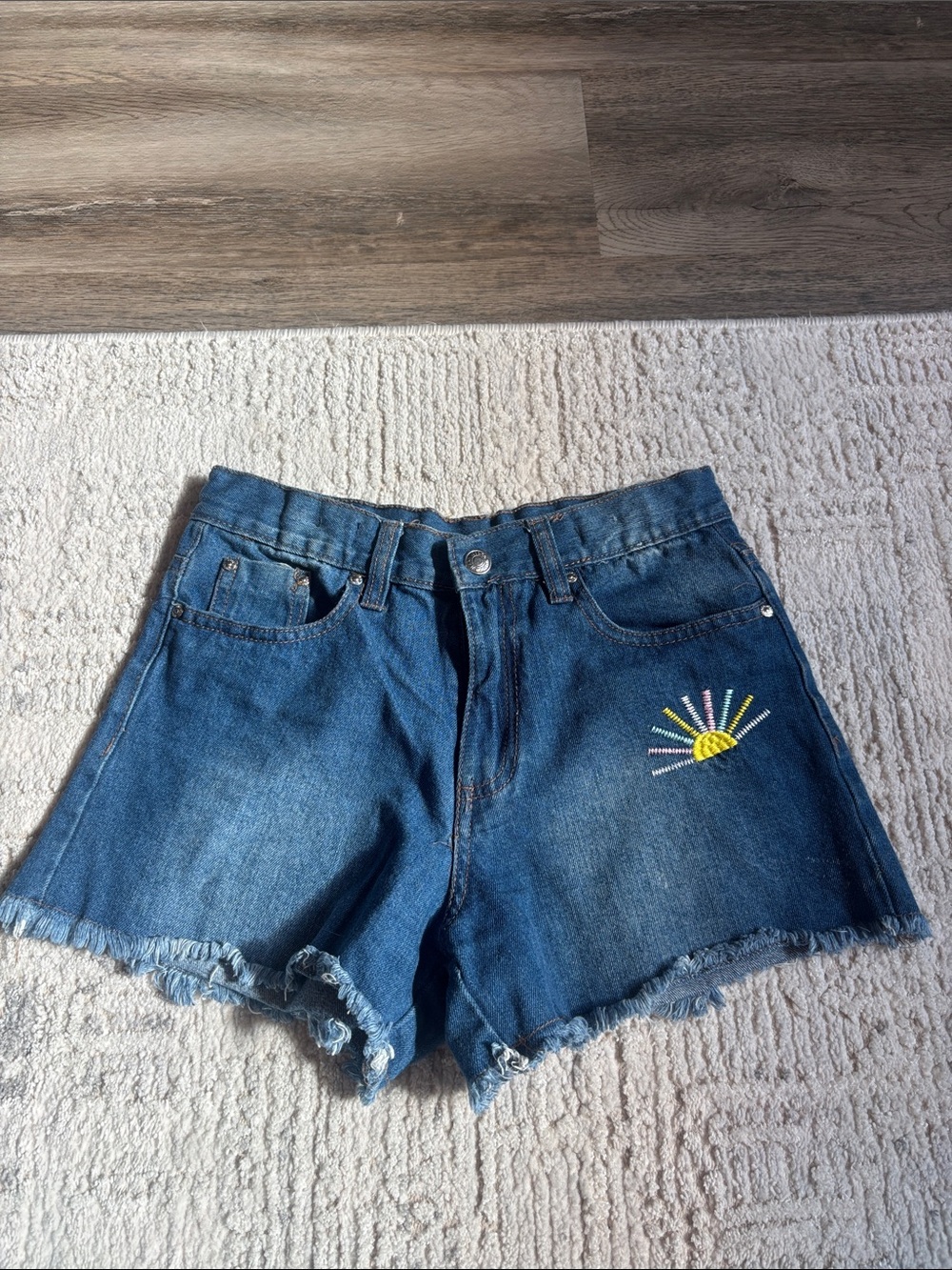 Jessica Simpson Blue Denim Shorts with Sun Embroidery